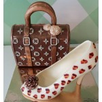 Chocolate high heels and bag 1
