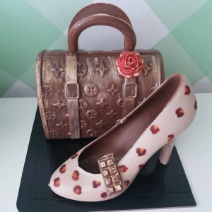 Chocolate high heels and bag 2
